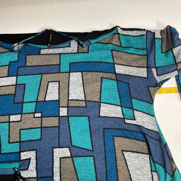 IC By Connie K Top Womens Large‎ Blue Abstract Art Colorblock Long Sleeve - Picture 12 of 14